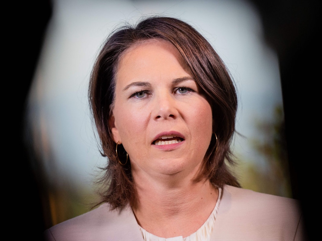 Annalena Baerbock spricht bei dem G7-Treffen in Münster.