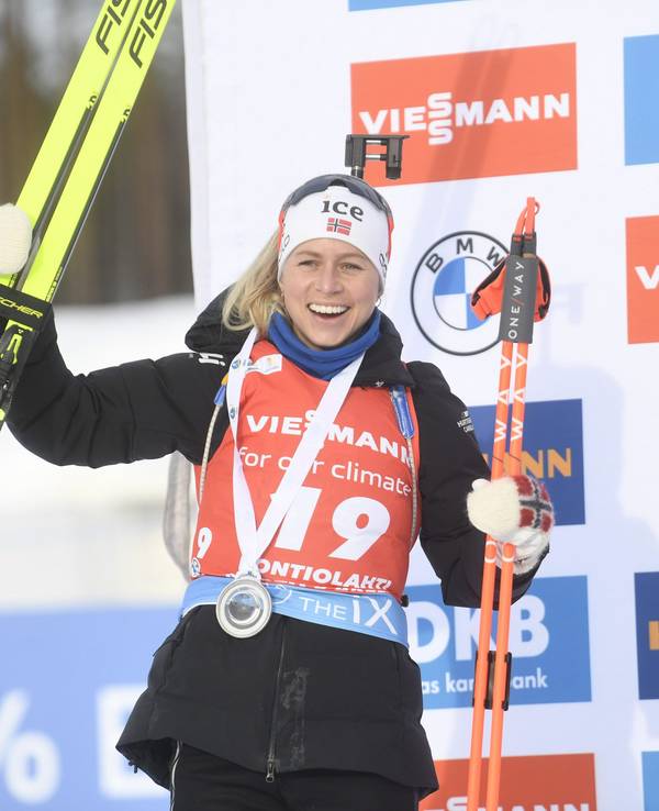 Tiril Eckhoff auf dem Podium.
