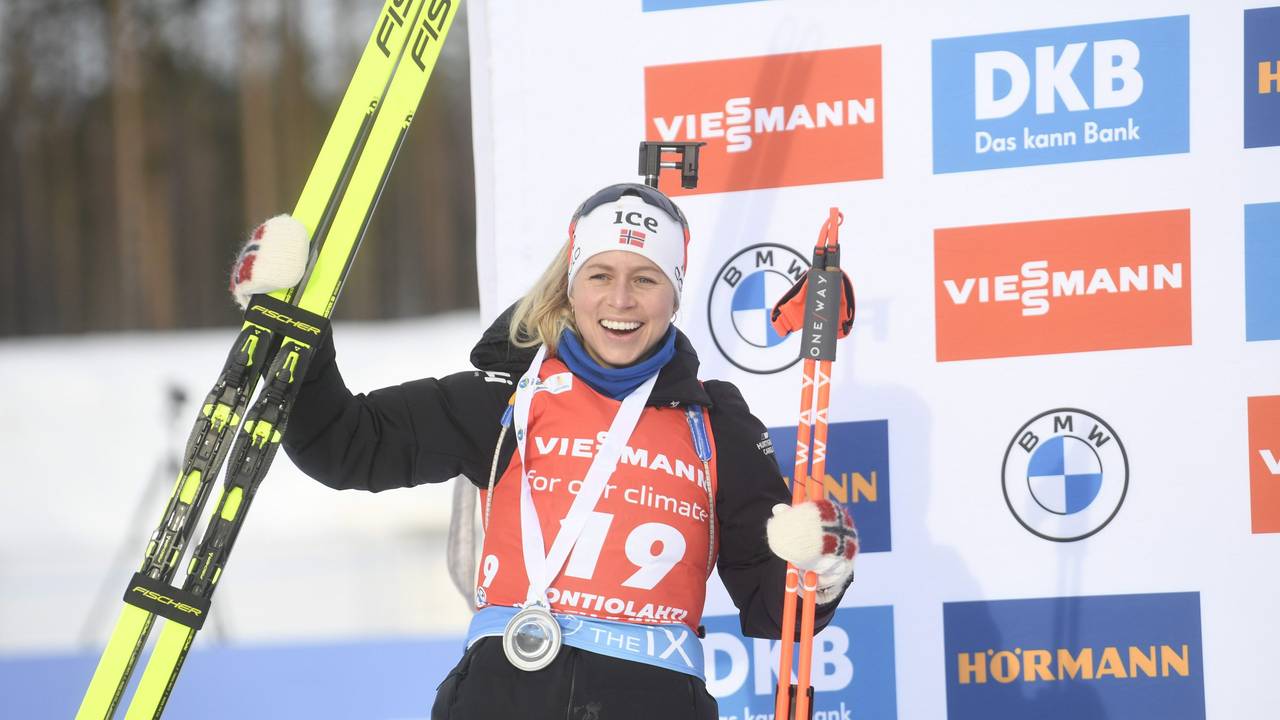 Tiril Eckhoff auf dem Podium.