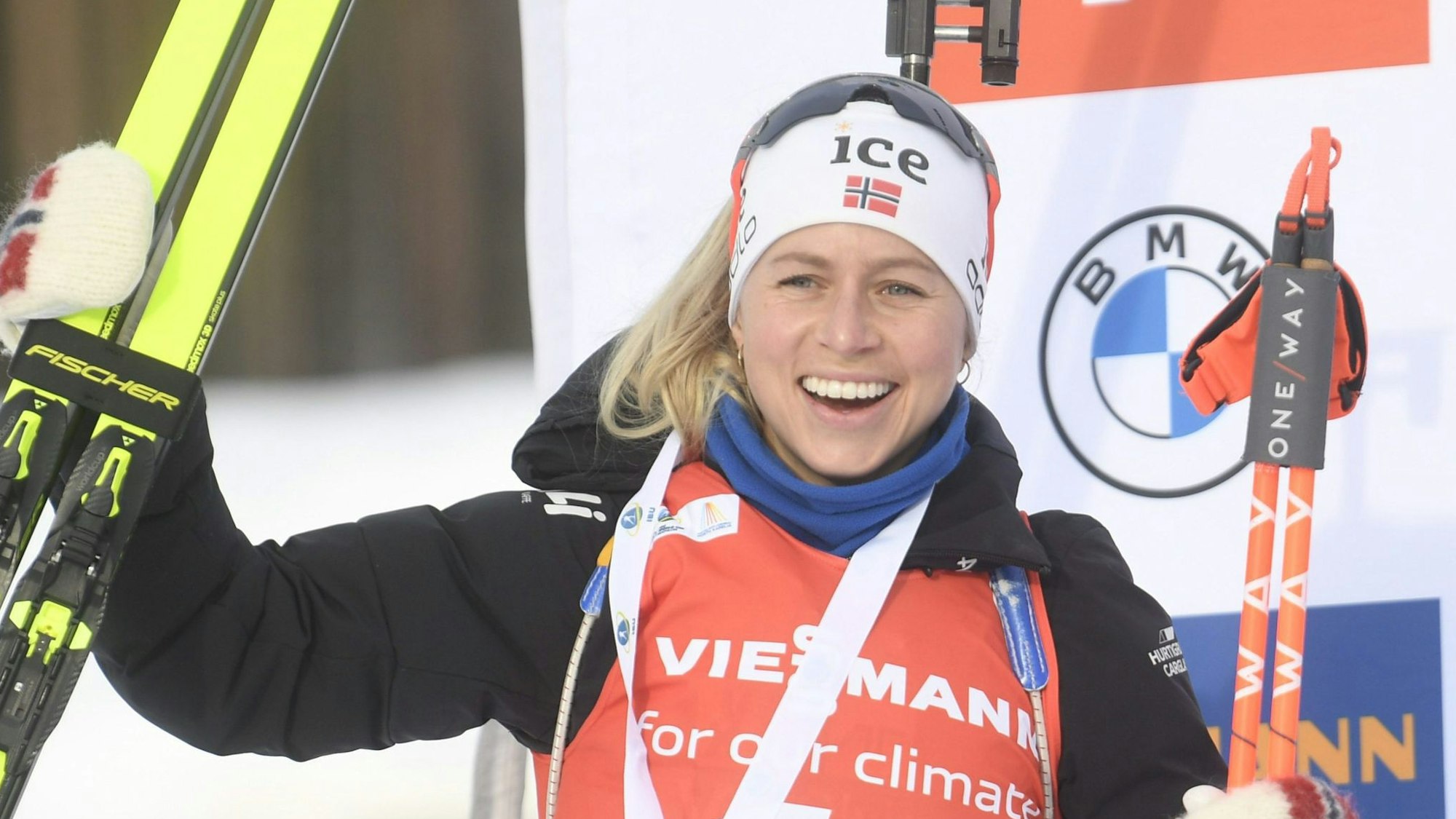 Tiril Eckhoff auf dem Podium.