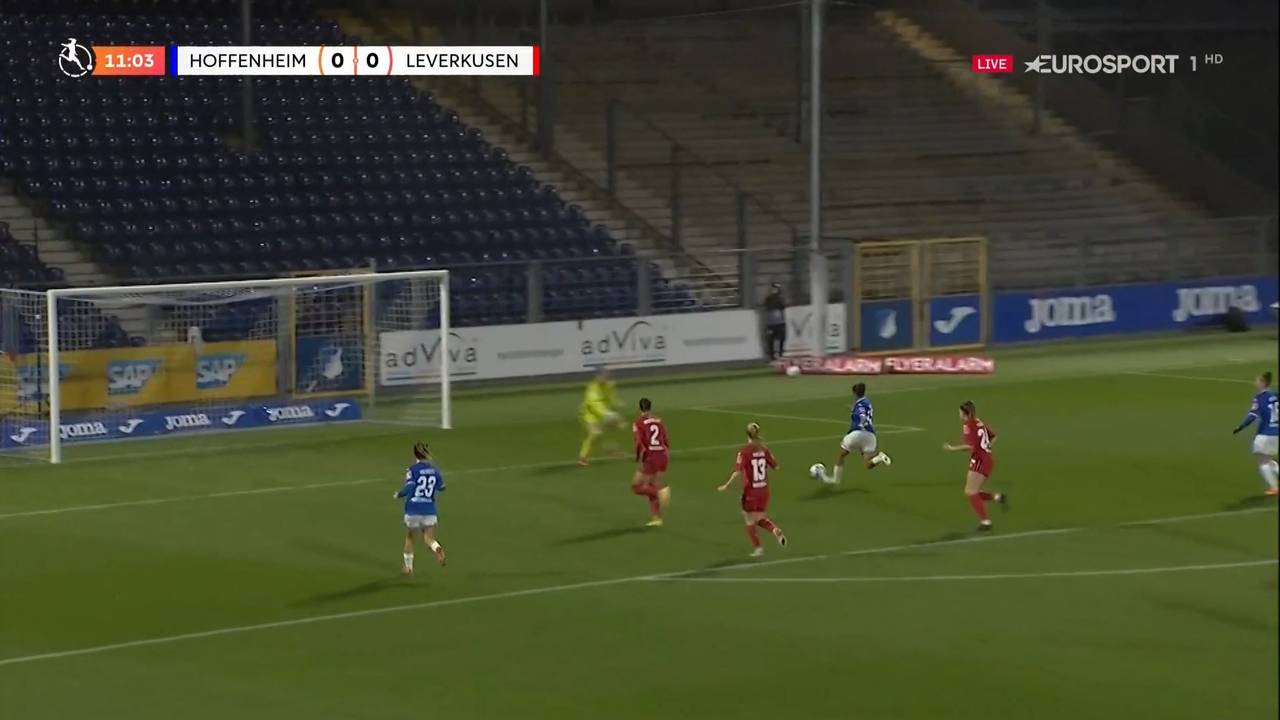Screenshot des Highlight-Videos aus dem Spiel der TSG Hoffenheim gegen Bayer Leverkusen bei Eurosport. In der Live-Übertragung war der Sender zum Ärger einiger Fans zu spät eingestiegen.