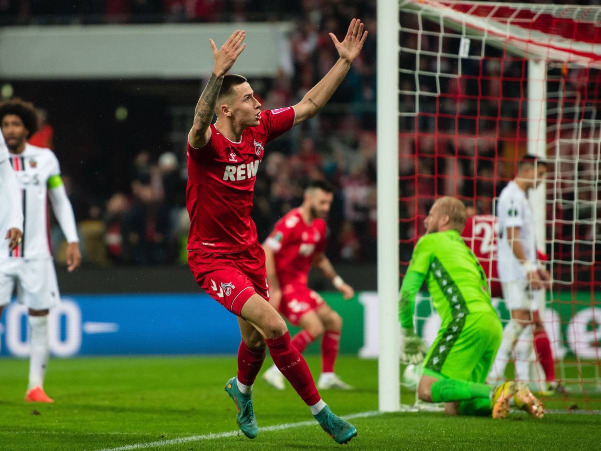 Denis Huseinbasic trifft für den 1. FC Köln gegen den OGC Nizza.