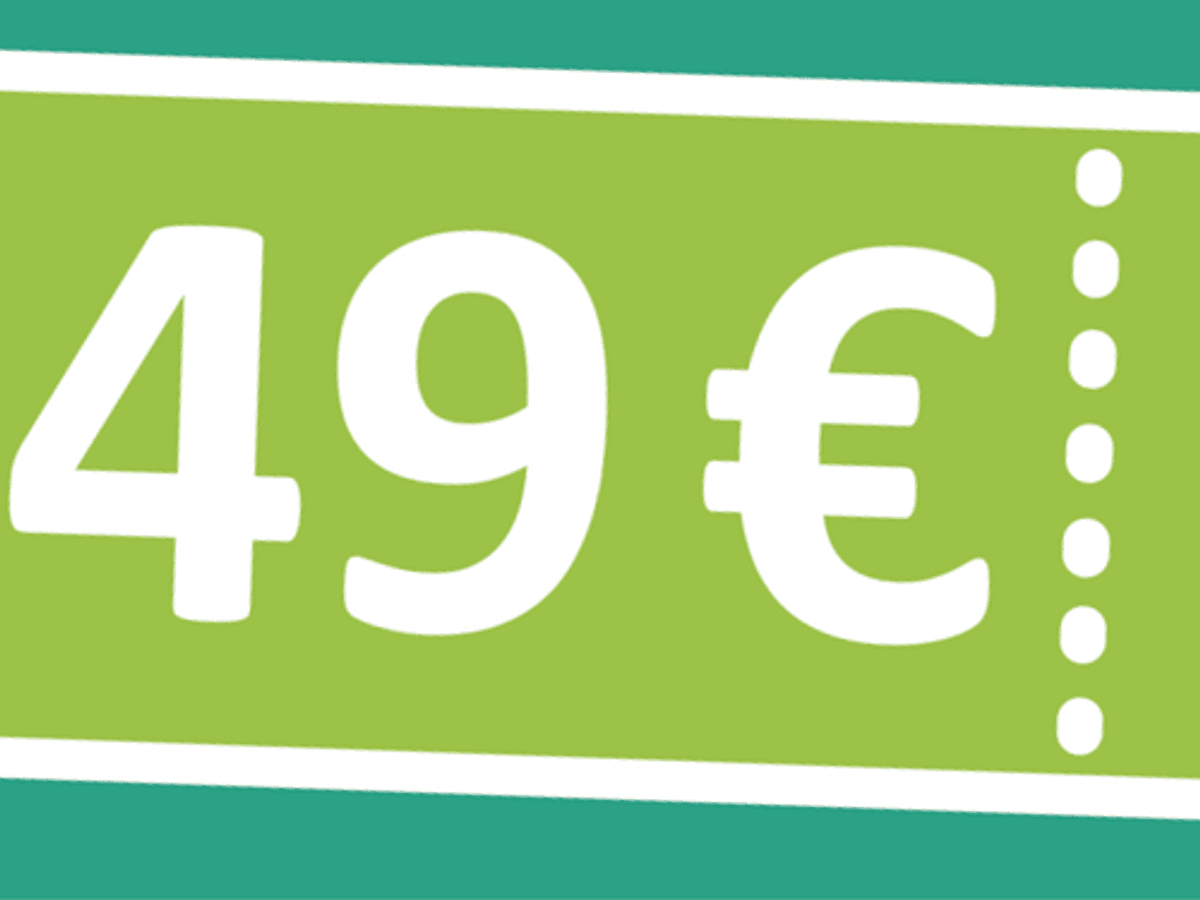 Ein Banner mit der Aufschrift 49 Euro.