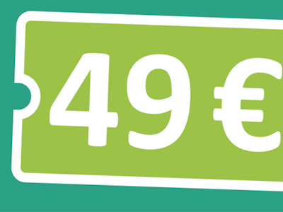 Ein Banner mit der Aufschrift 49 Euro.