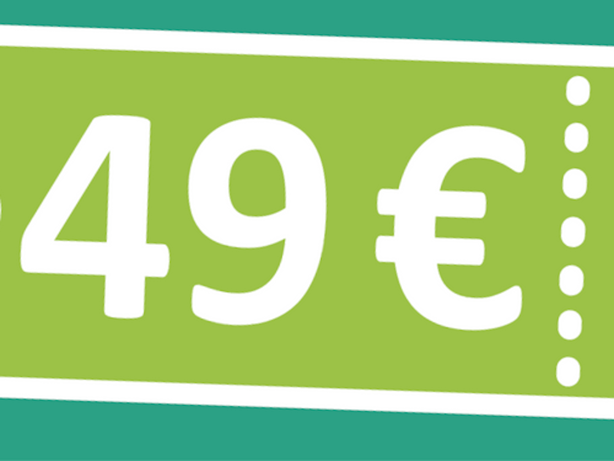 Ein Banner mit der Aufschrift 49 Euro.