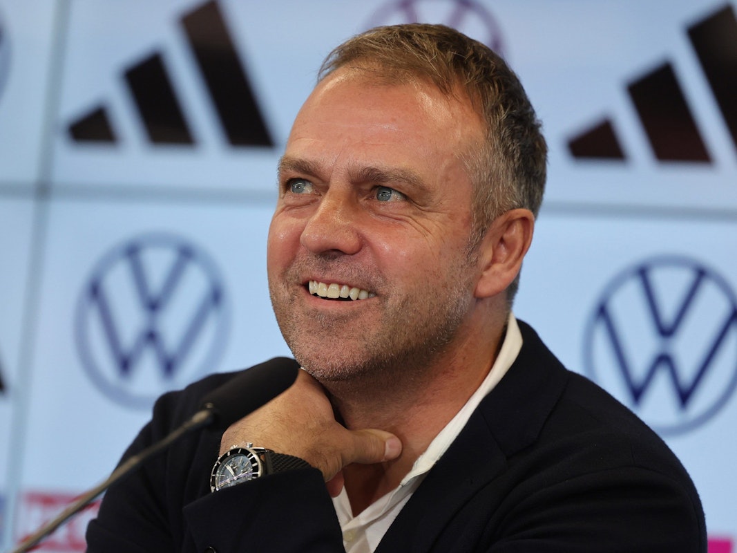 Bundestrainer Hansi Flick bei der Pressekonferenz.