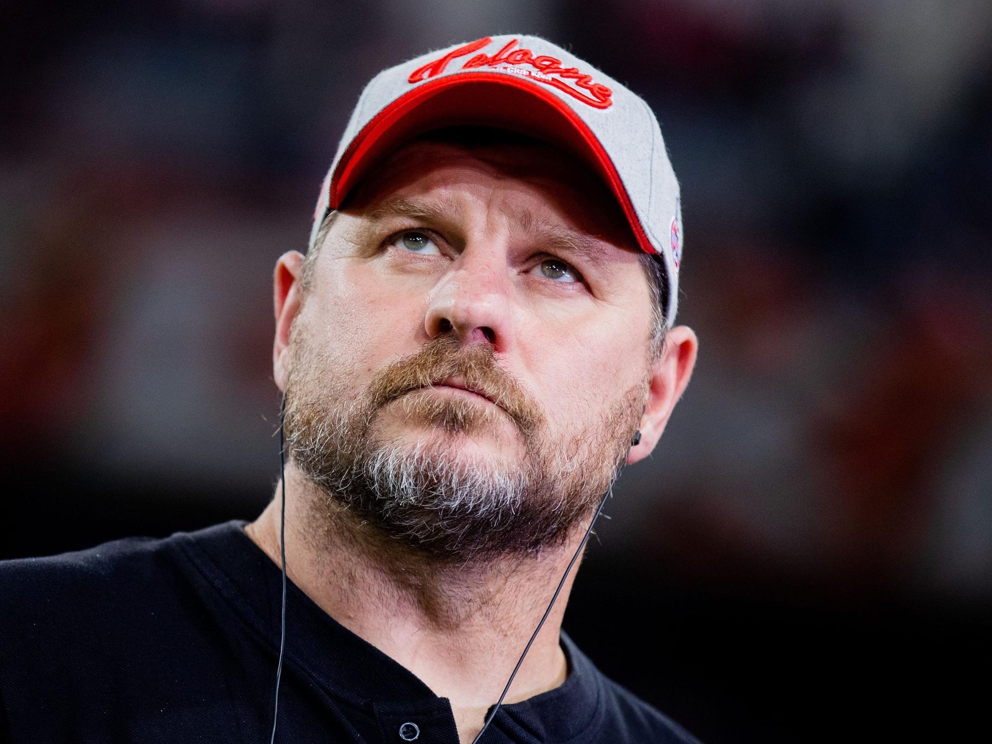 Steffen Baumgart beim Spiel gegen Bayer Leverkusen.