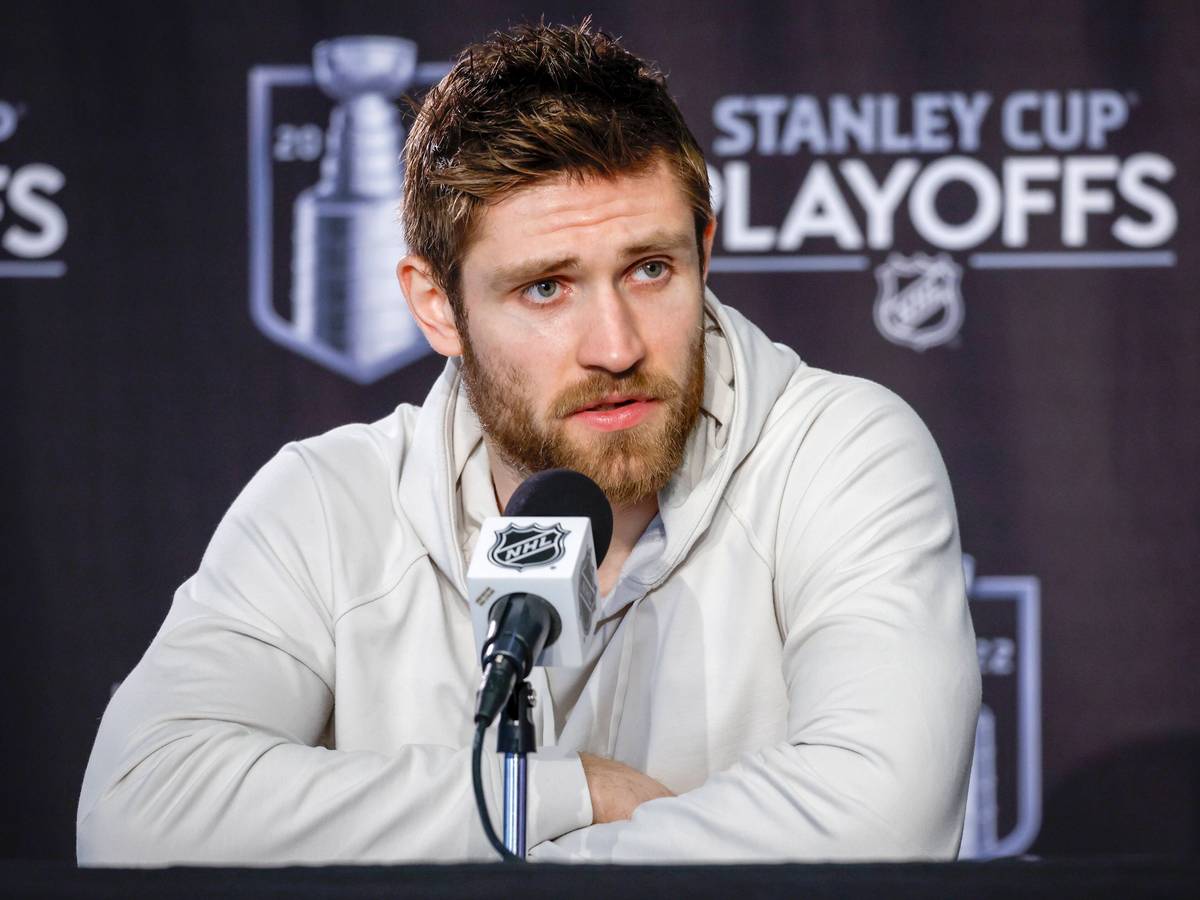 Eishockey-Star Leon Draisaitl auf einer Pressekonferenz der NHL am 23. Mai 2022.
