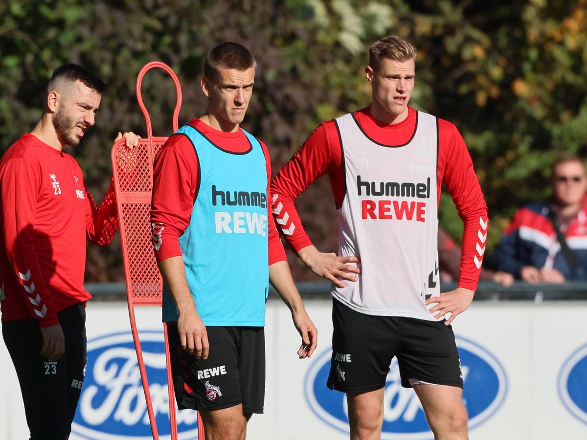 Sargis Adamyan, Florian Dietz und Steffen Tigges im Training des 1. FC Köln.