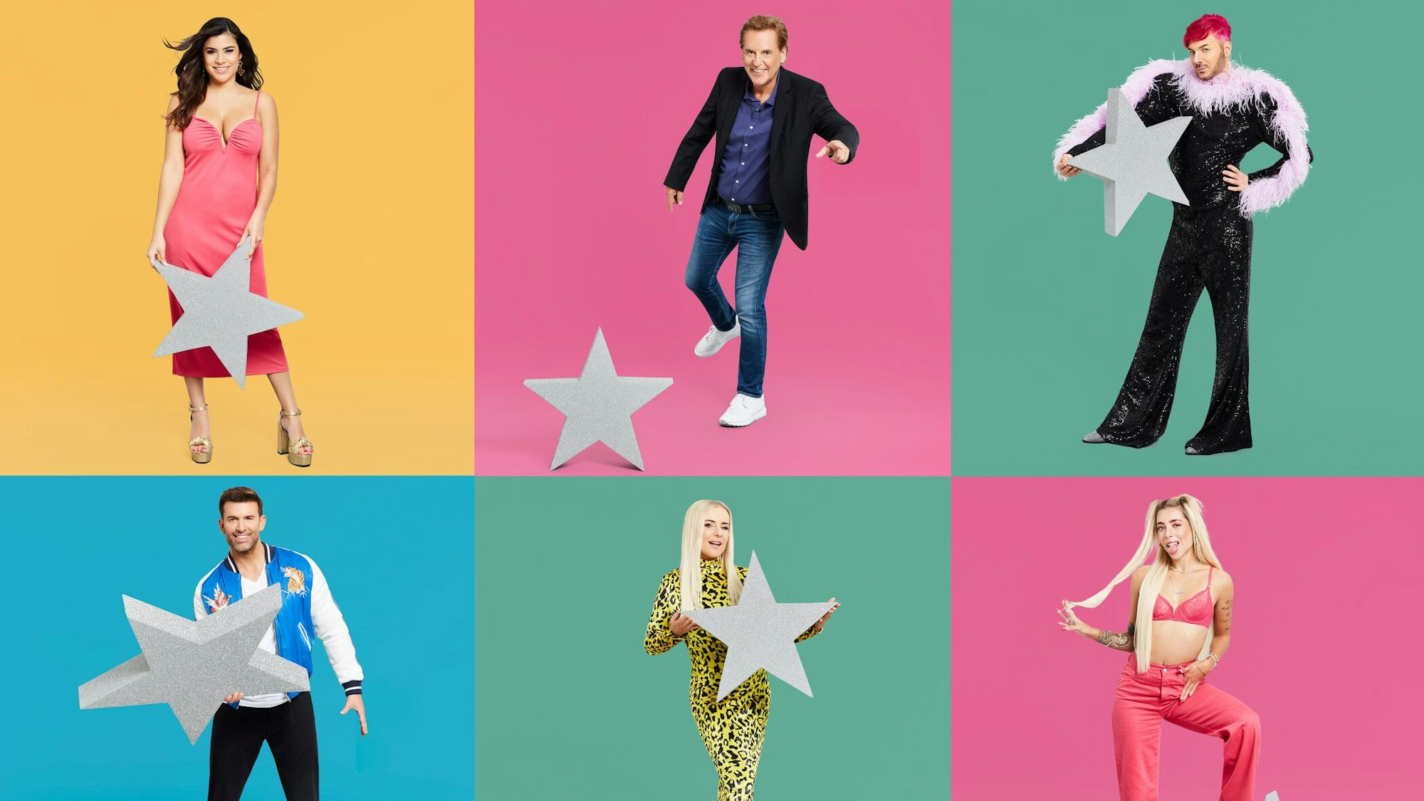 Das Foto zeigt: Tanja Tischewitsch (o.l.); Jörg Dahlmann; Sam Dylan; Jay Khan (u.l); Diana Schell; Walentina Doronina.