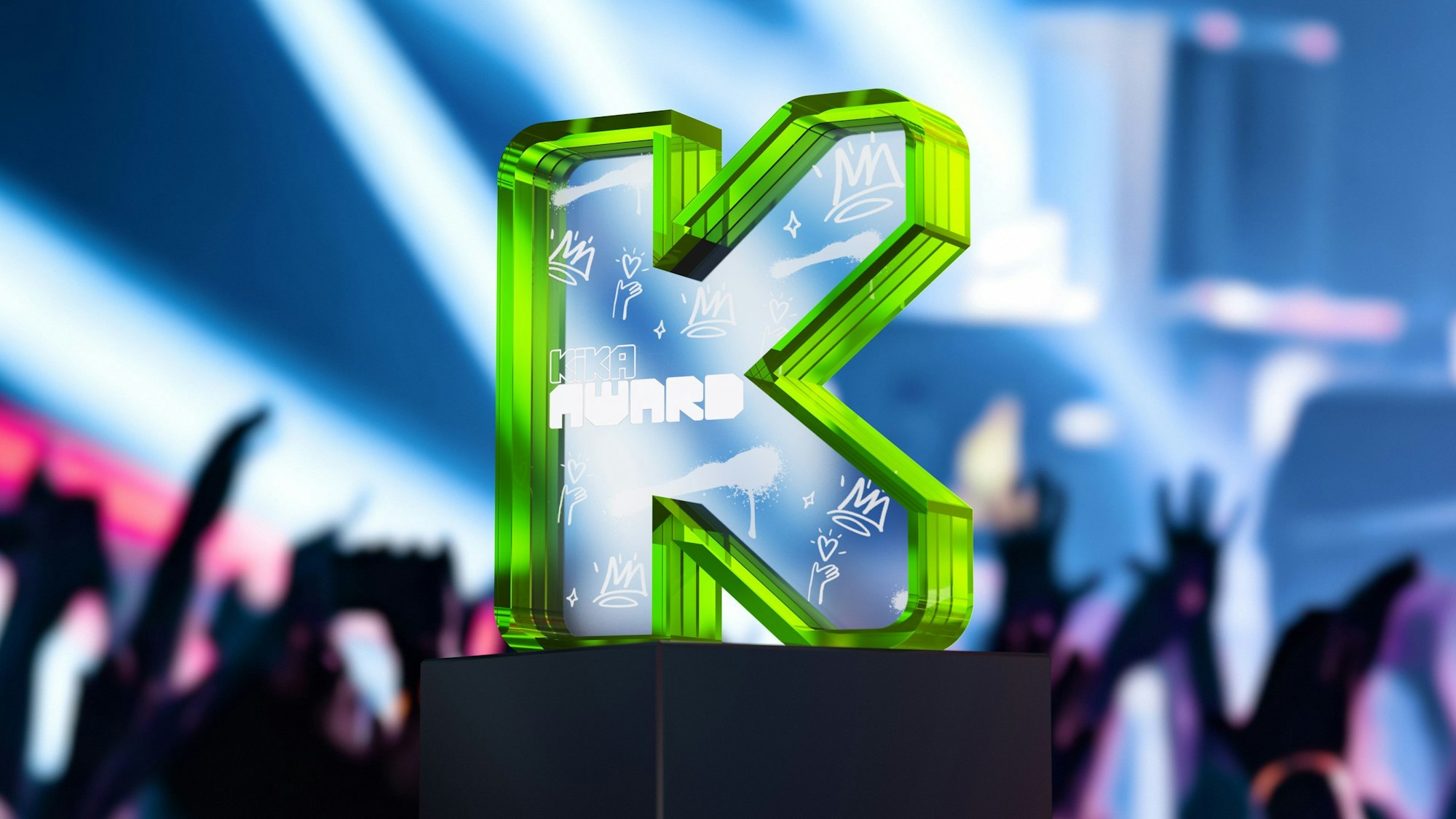 Der KiKa-Award vor jubelnden Menschen.
