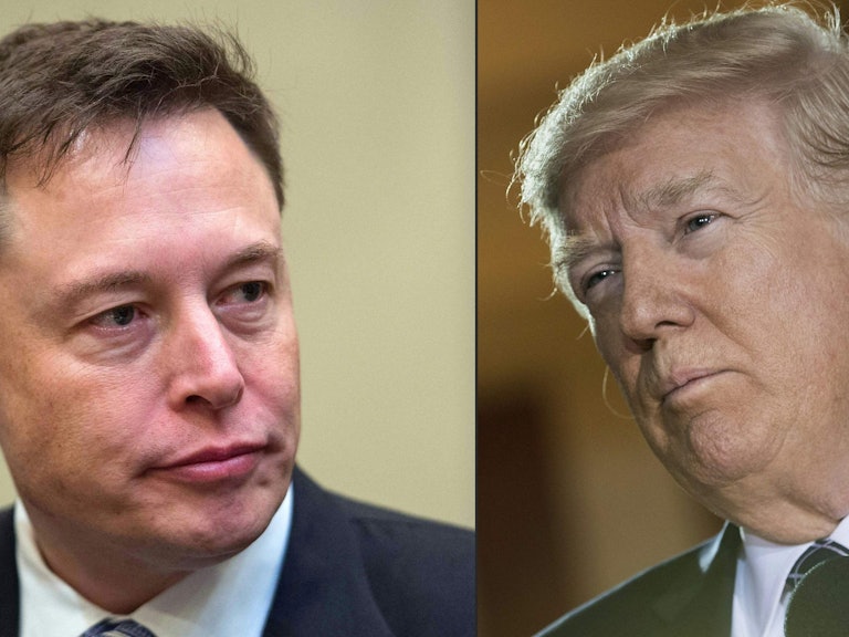 Fotomontage von Elon Musk und Donald Trump