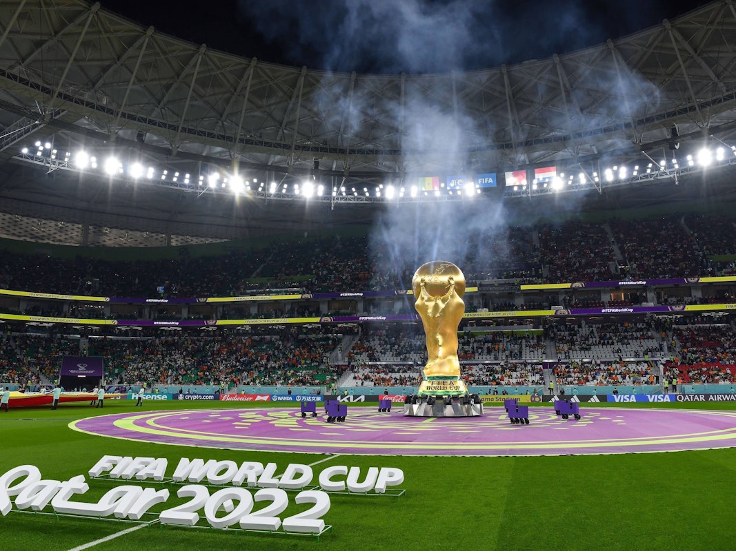 Kleine Zeremonie vor dem WM-Spiel Senegal gegen Niederlande.