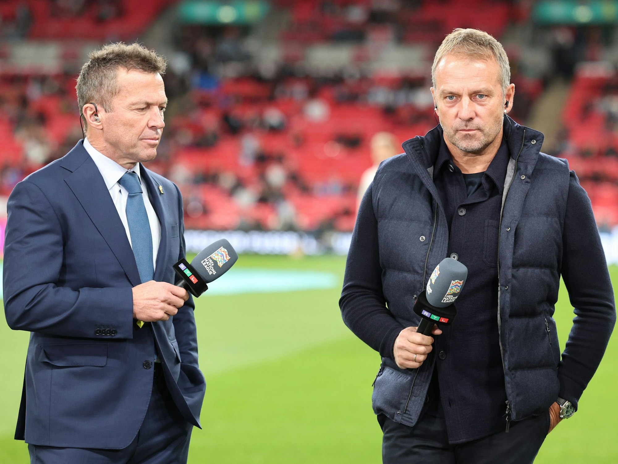 TV-Experte Lothar Matthäus und Bundestrainer Hansi Flick.