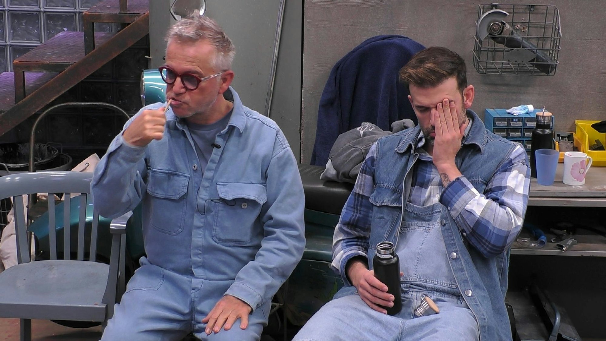 Jörg Knör (li.) und Jay Khan nach einer schlaflosen Nacht.
