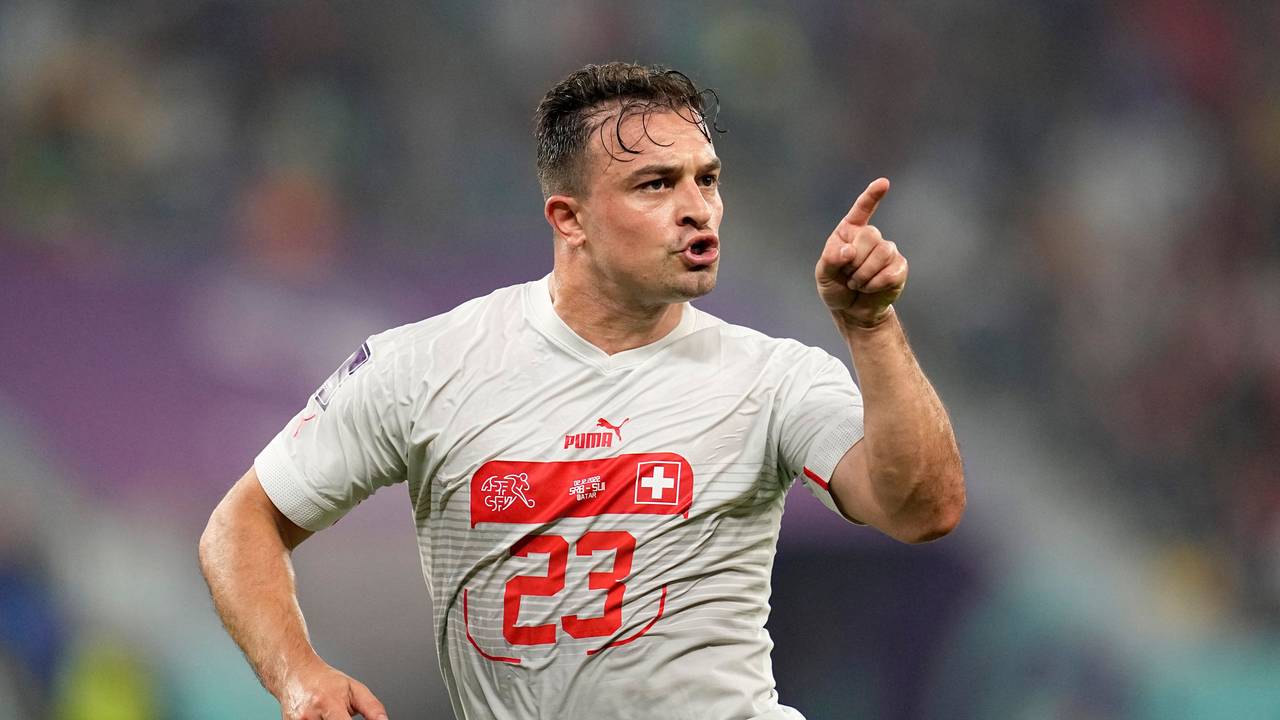 Xherdan Shaqiri jubelt über seinen Treffer zum 1:0 im WM-Vorrundenspiel der Schweiz gegen Serbien.