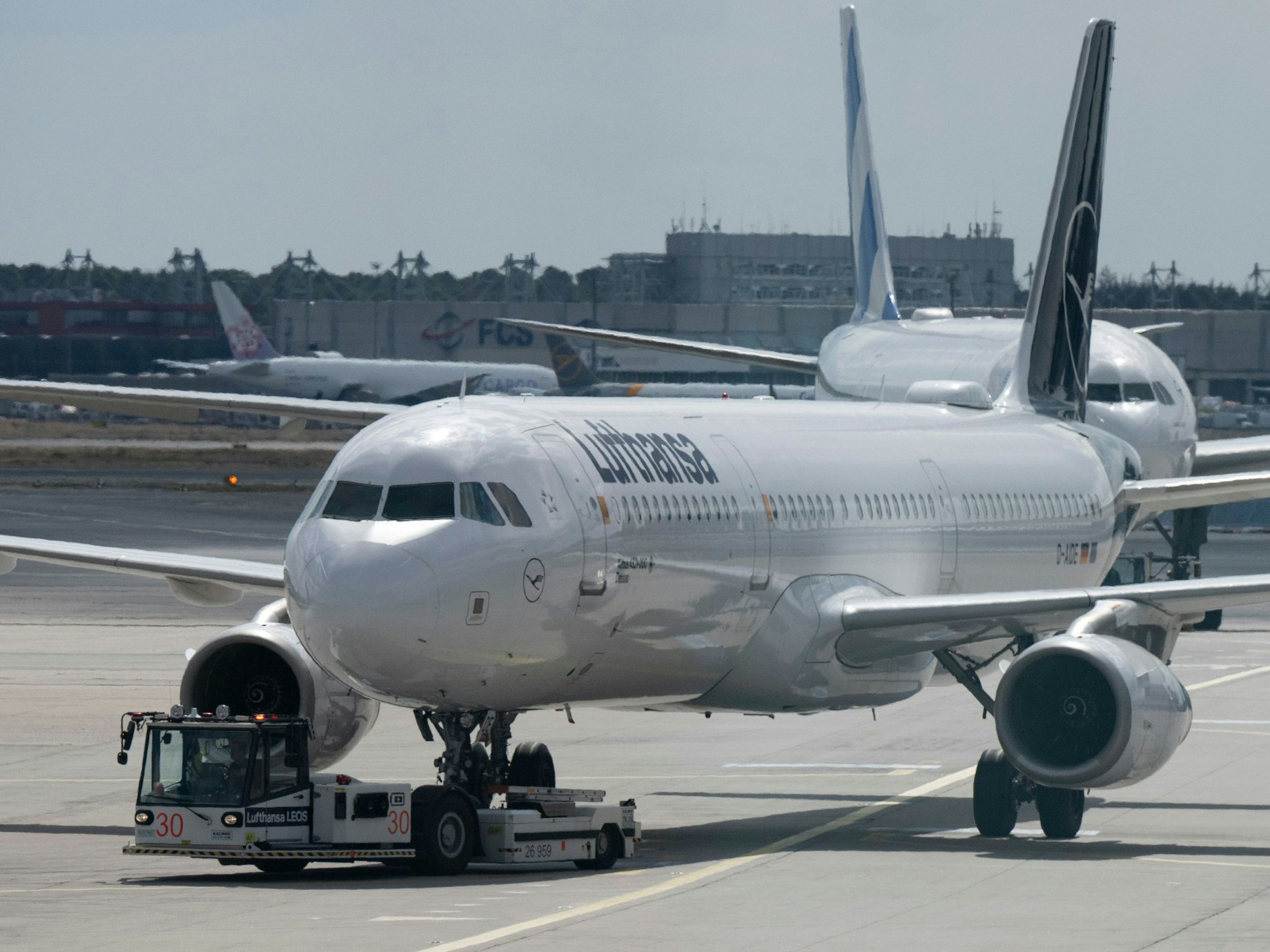 Eine Passagiermaschine der Lufthansa rollt im September 2022 in Frankfurt am Main zu ihrer Parkposition.