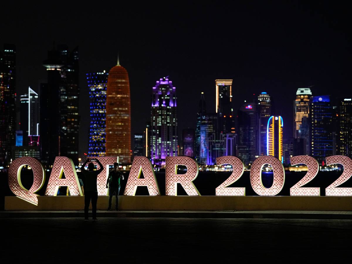 Der „Qatar 2022“- Schriftzug während der WM.