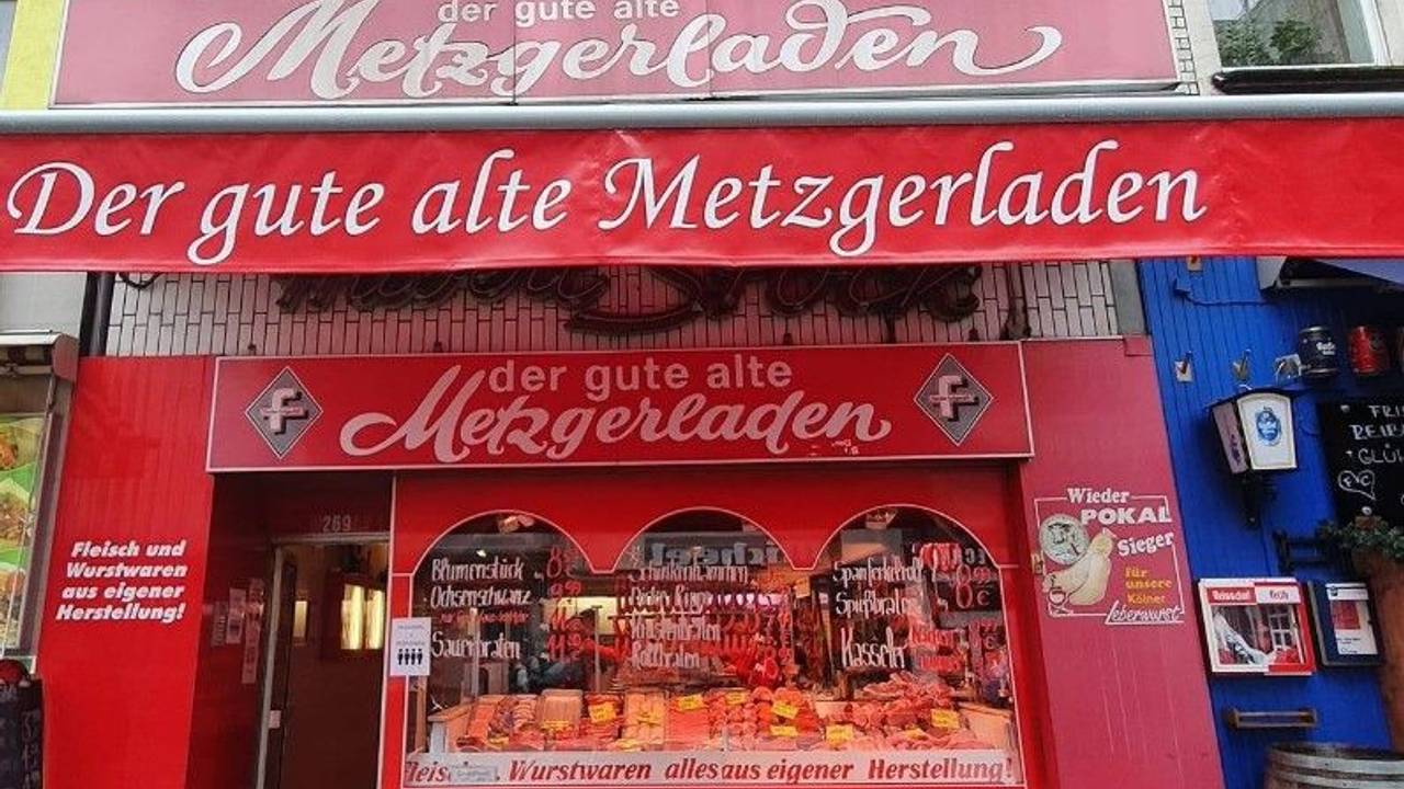 Die Metzgerei Stock auf der Neusser Straße in Köln-Nippes.