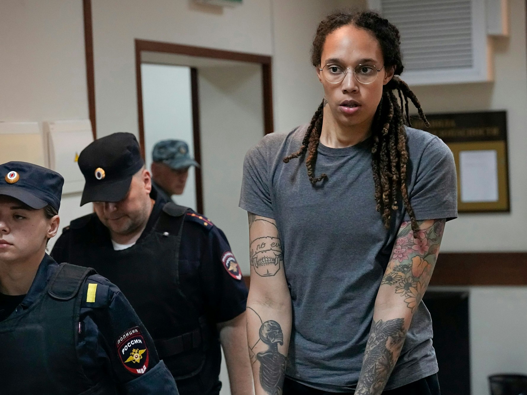 US-Basketballerin Brittney Griner nach einer Anhörung in Moskau. am 4. August 2022.