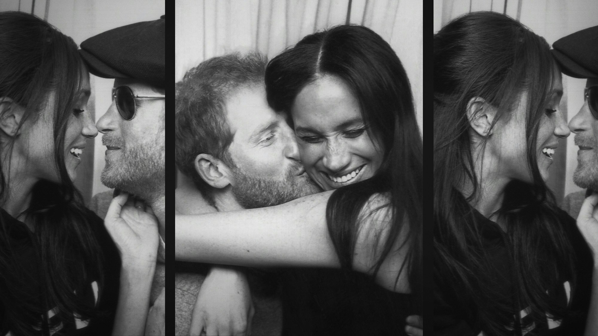Prinz Harry küsst Herzogin Meghan auf die Wange.