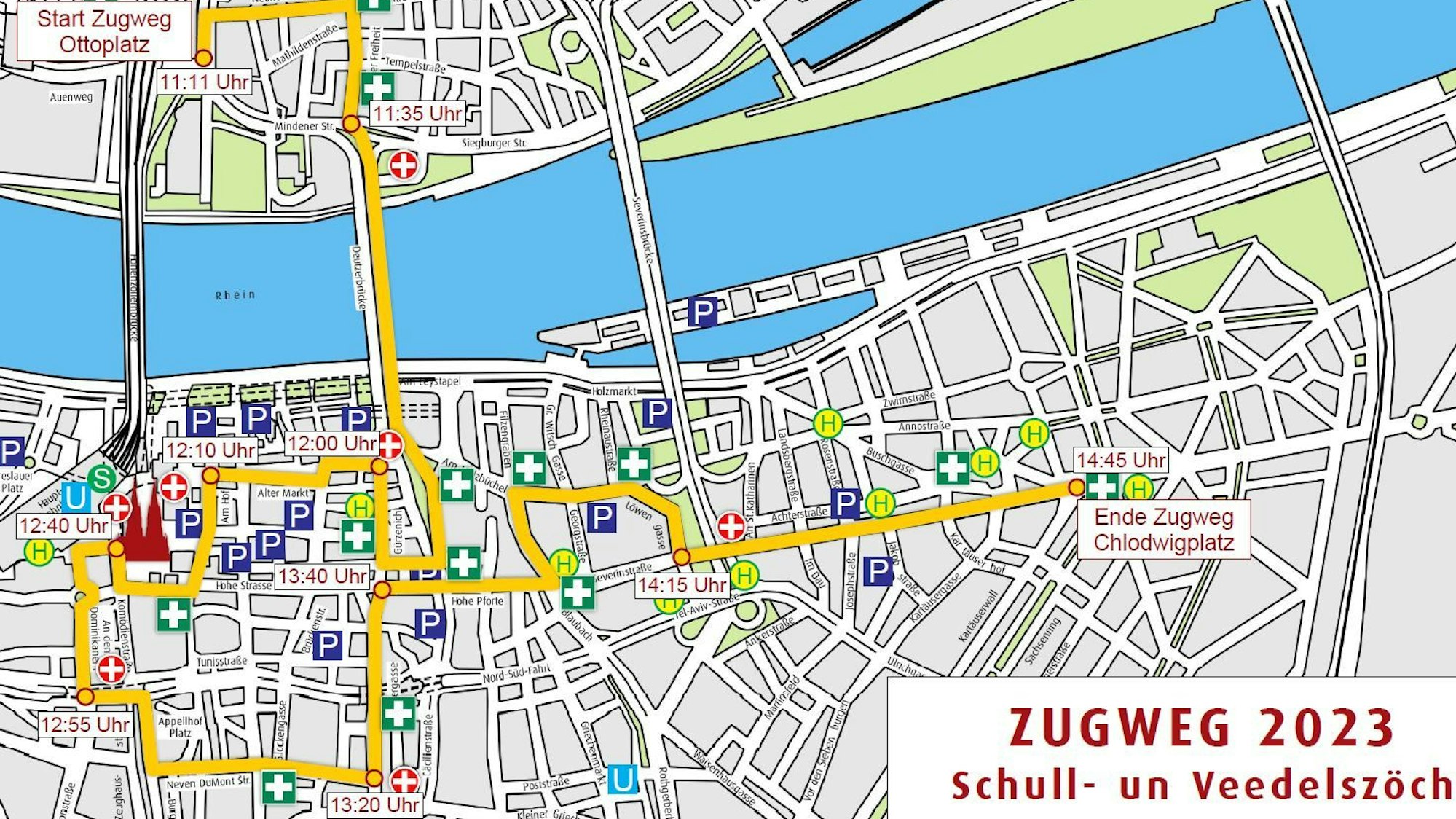 Eine Grafik mit dem Zugweg der Schull- un Veedelszöchs