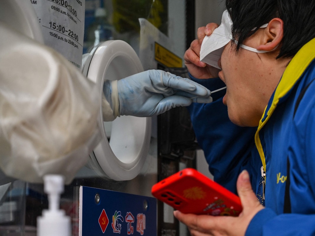 Covid19-Test in Shanghai (China) am 18.12.2022.