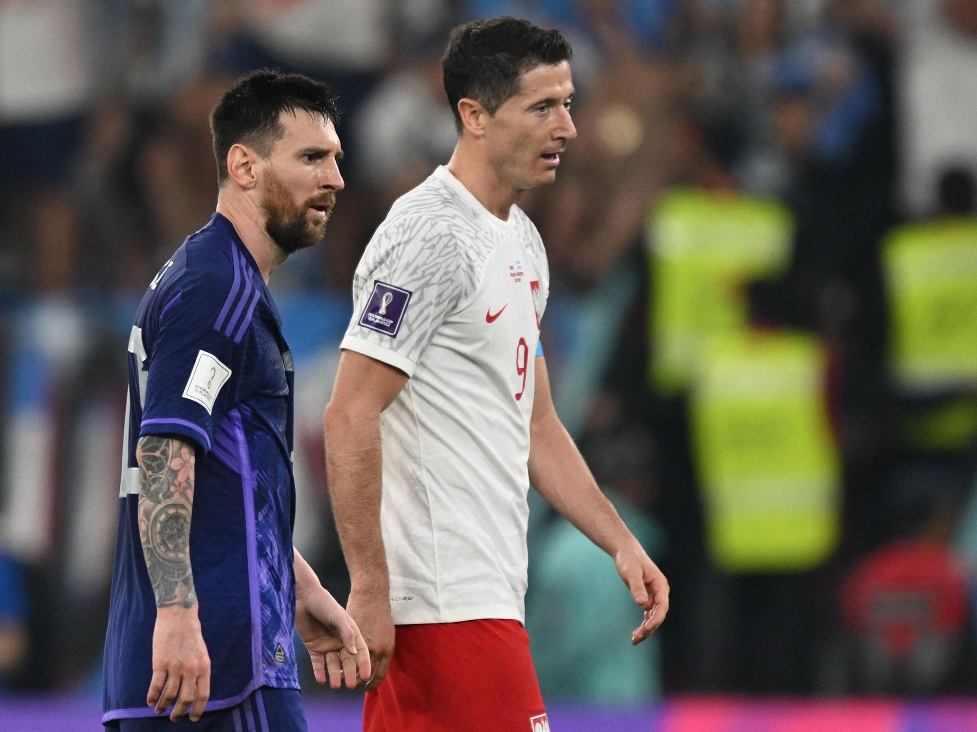 Lionel Messi und Robert Lewandowski bei der WM 2022.
