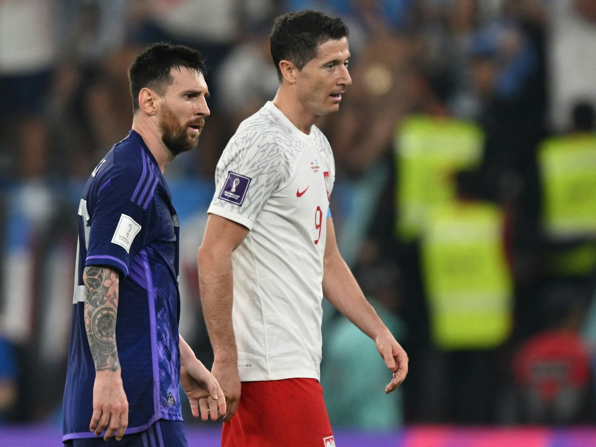 Lionel Messi und Robert Lewandowski bei der WM 2022.