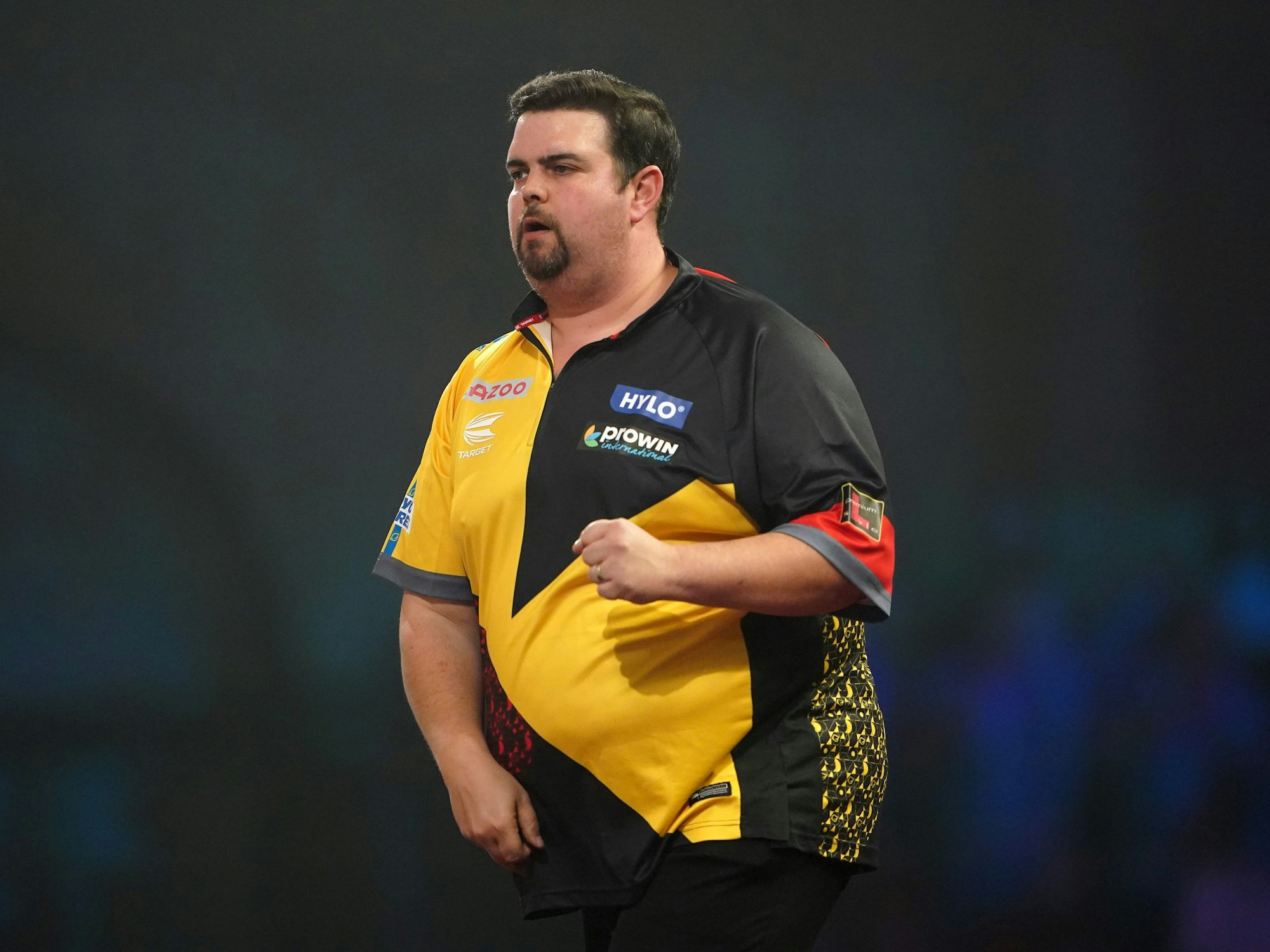 Gabriel Clemens ballt im WM-Viertelfinalspiel gegen Gerwyn Price die Faust.