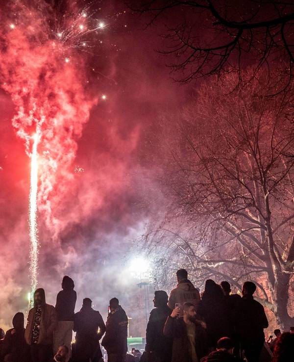 Feuerwerk an Silvester in der Kölner Innenstadt