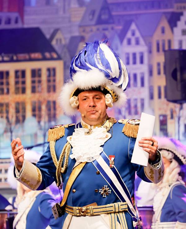 Björn Griesemann im Kölner Gürzenich: Der Präsident der Blauen Funken hielt am Montag (9. Januar) eine flammende Rede.