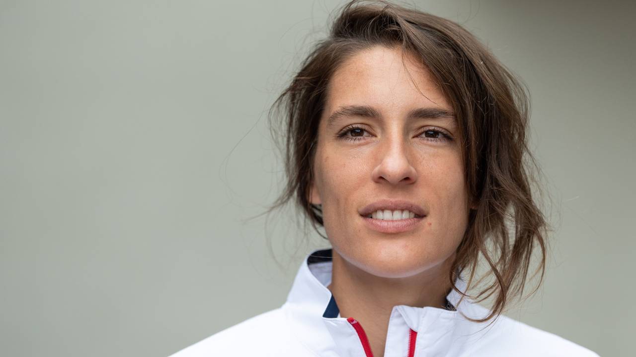 Die ehemalige Tennisspielerin Andrea Petkovic auf der Tennisanlage des TC Blau-Weiß Dresden-Blasewitz.