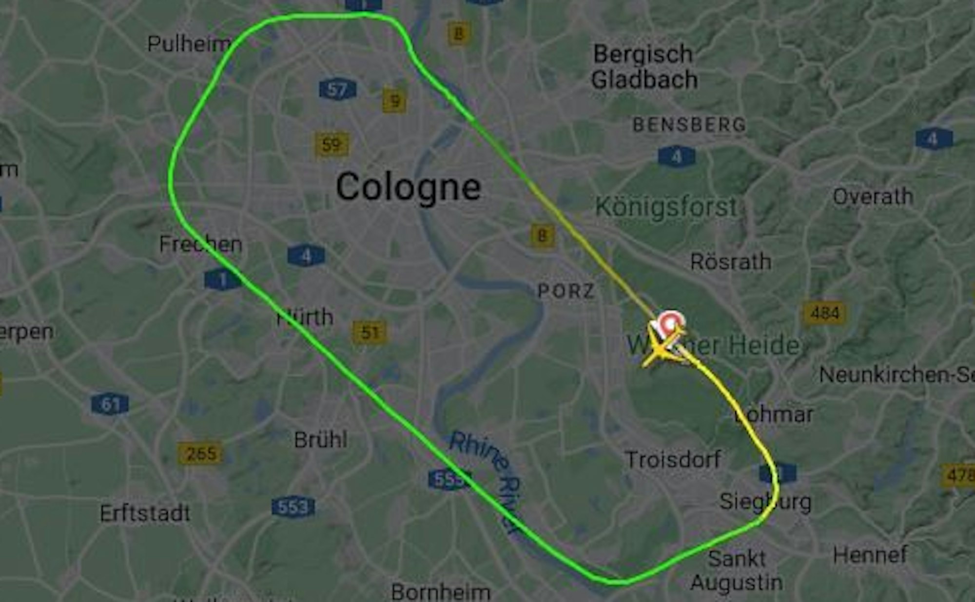 Das Foto zeigt die Aufzeichnung des Fluges einer UPS-Maschine.