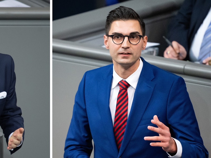 Die Bildkombo zeigt Wolfgang Stefinger (l, CSU) 2019 und Sepp Müller (CDU) am 2022 im Bundestag
