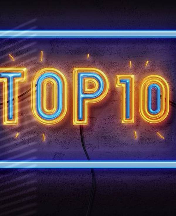 top 10 text in neon style