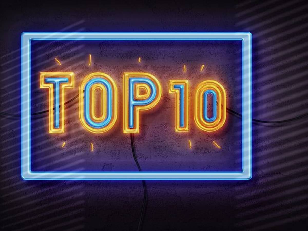 top 10 text in neon style
