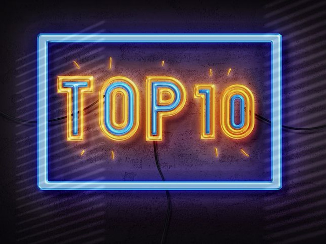 top 10 text in neon style