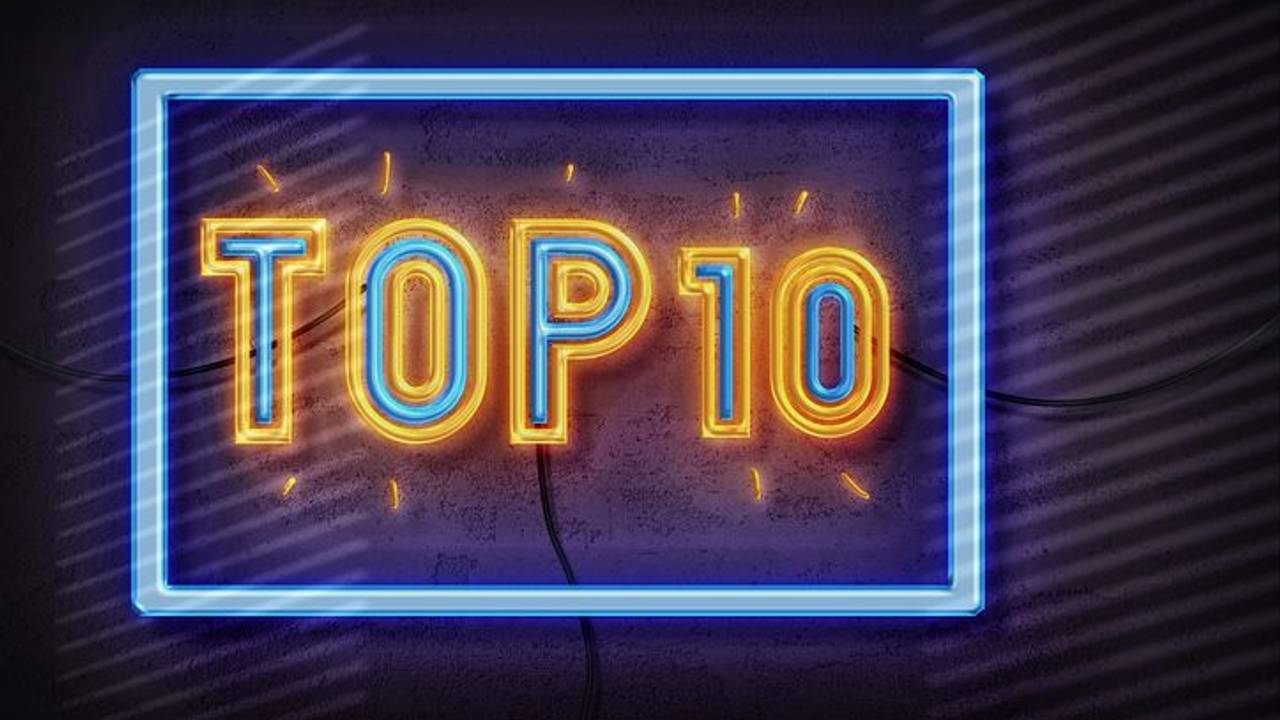 top 10 text in neon style