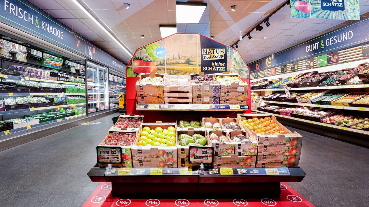 Das Handout von Aldi zeigt eine neue Filiale des Discounters in Langenfeld.