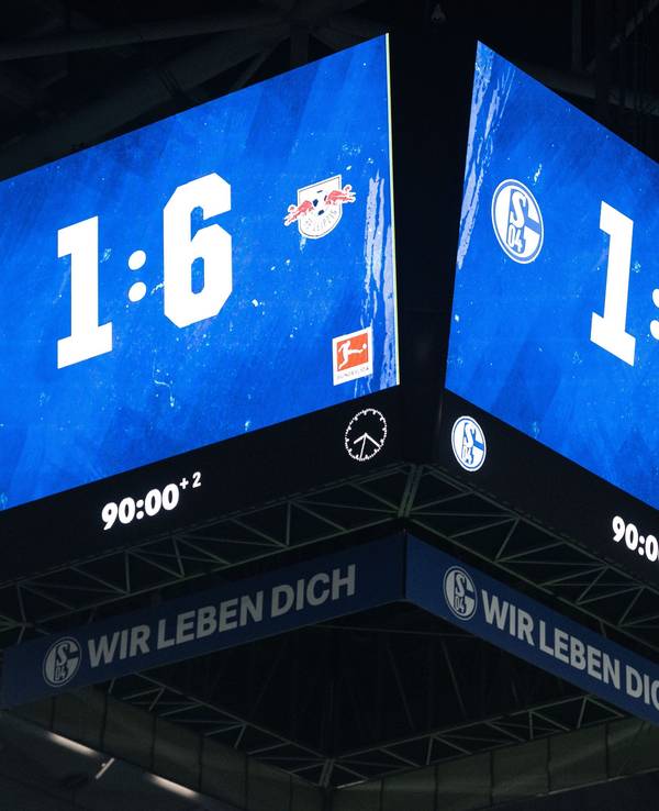 Schalkes Videowürfel zeigt das Endergebnis 1:6.
