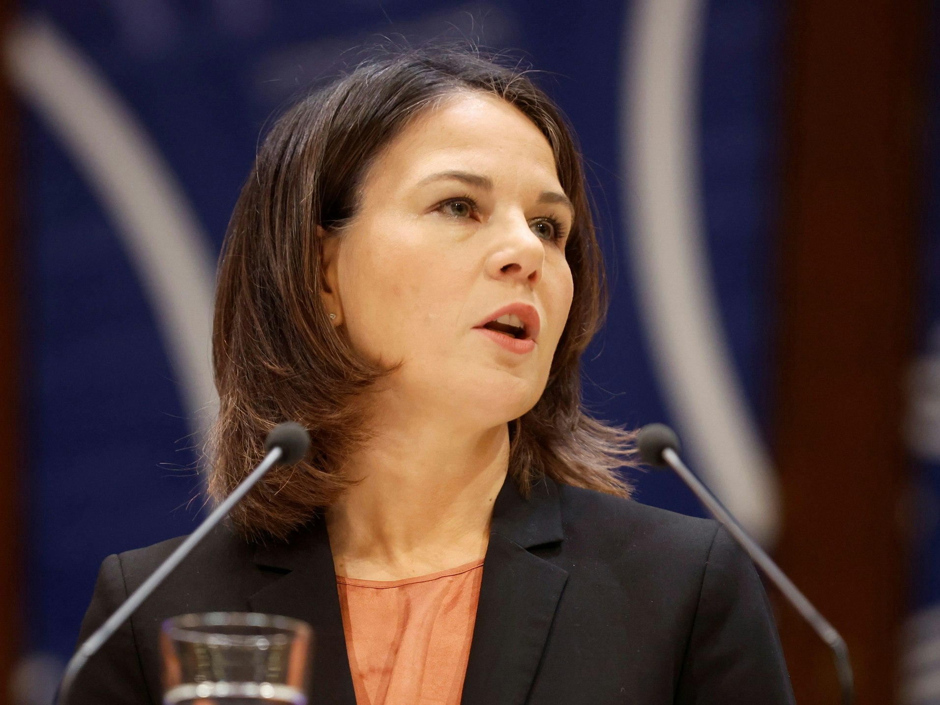 Annalena Baerbock bei ihrer Rede vor der Parlamentarischen Versammlung des Europarates.