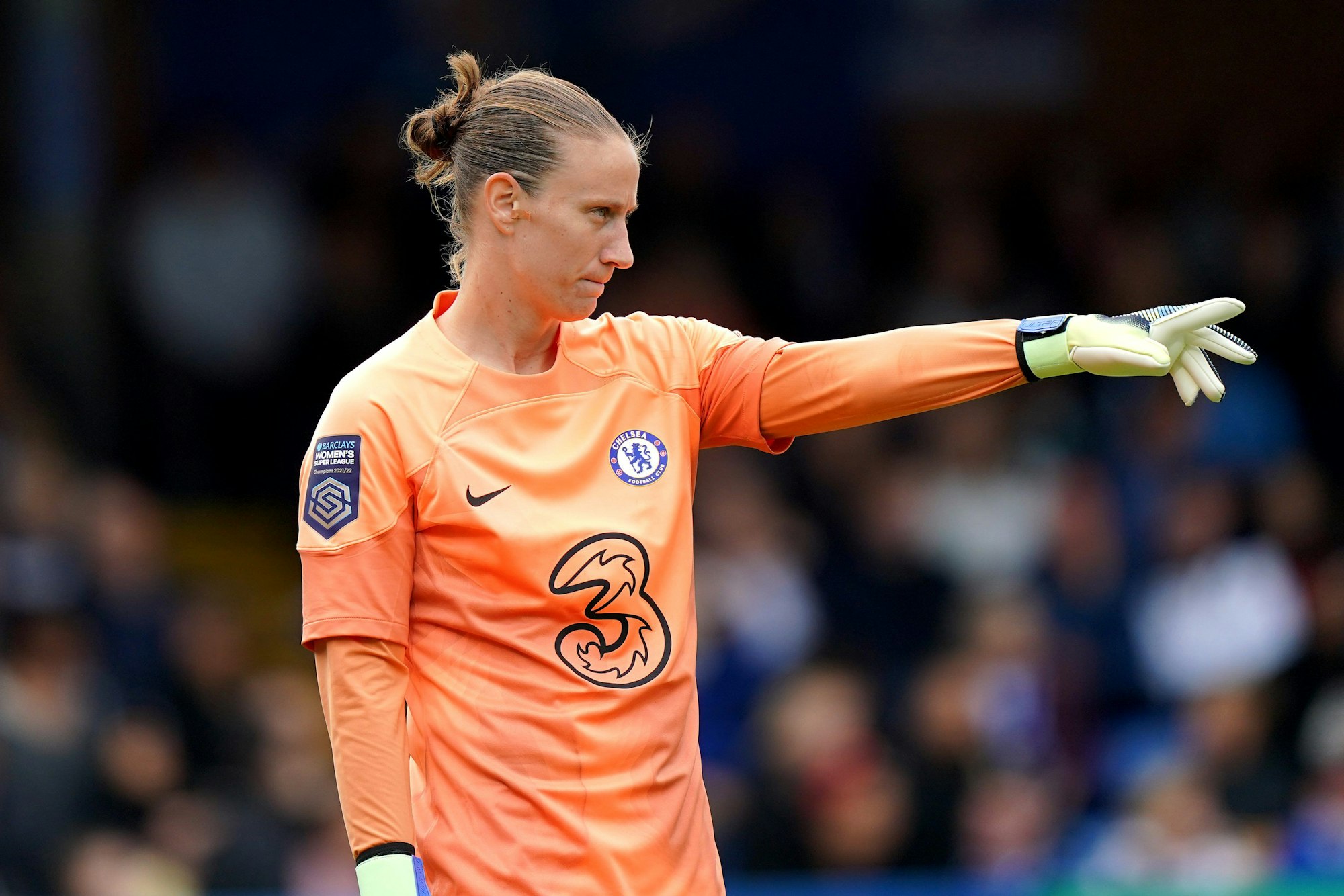 Chelseas Torhüterin Ann-Katrin Berger während des Spiels.