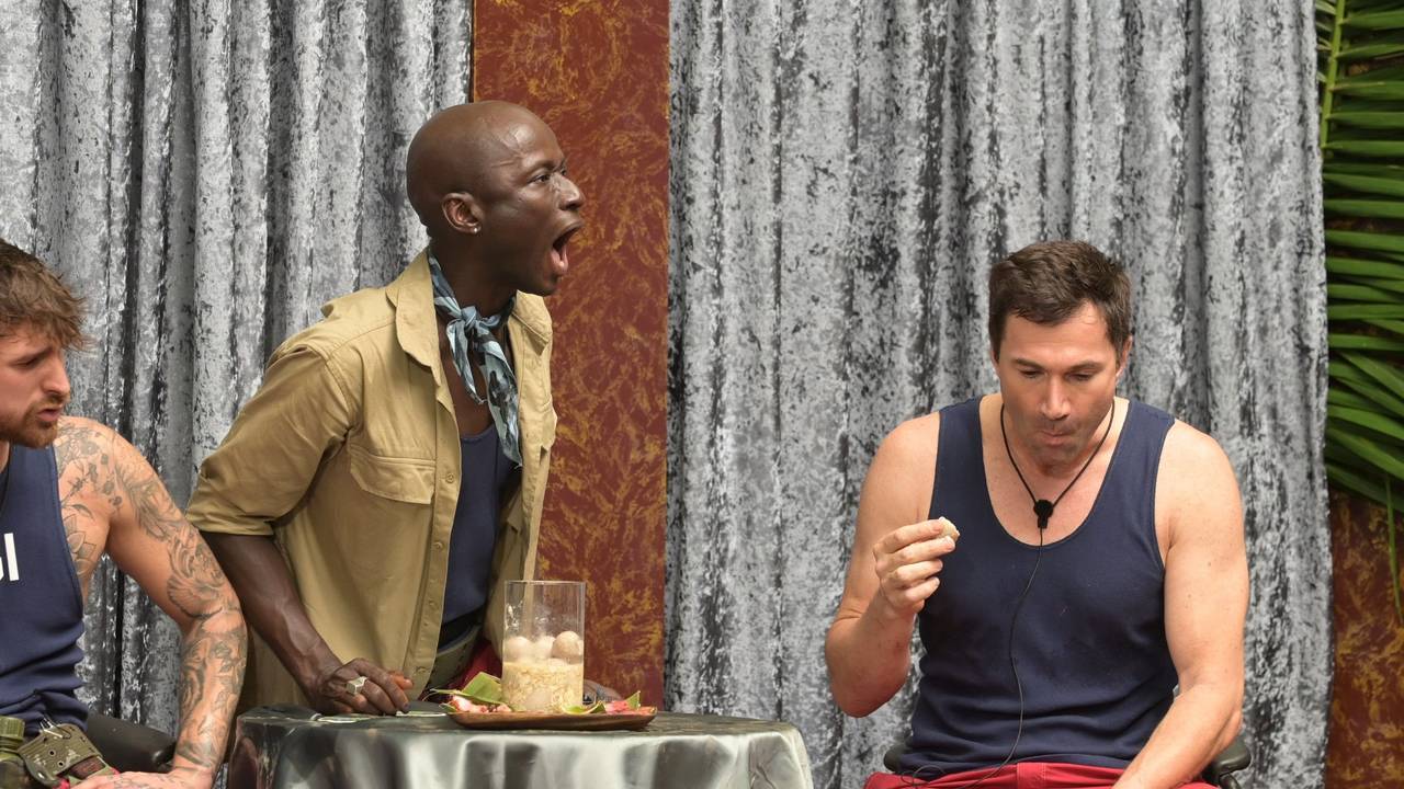 Lucas Cordalis (r.), Papis Loveday und Gigi Birofio während einer Dschungelprüfung.
