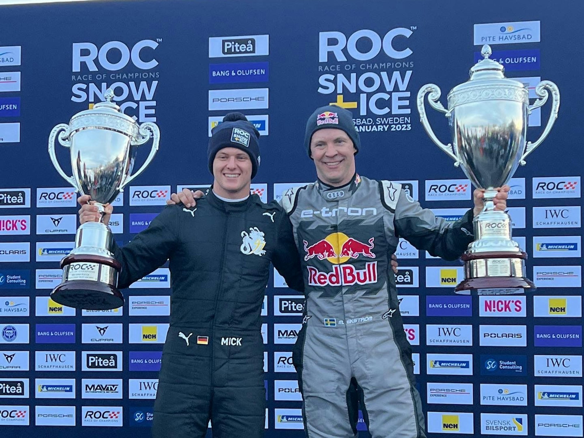 Mick Schumacher und Sieger Mattias Ekström beim Race of Champions in Schweden
Fotograf:	Race of Champions
