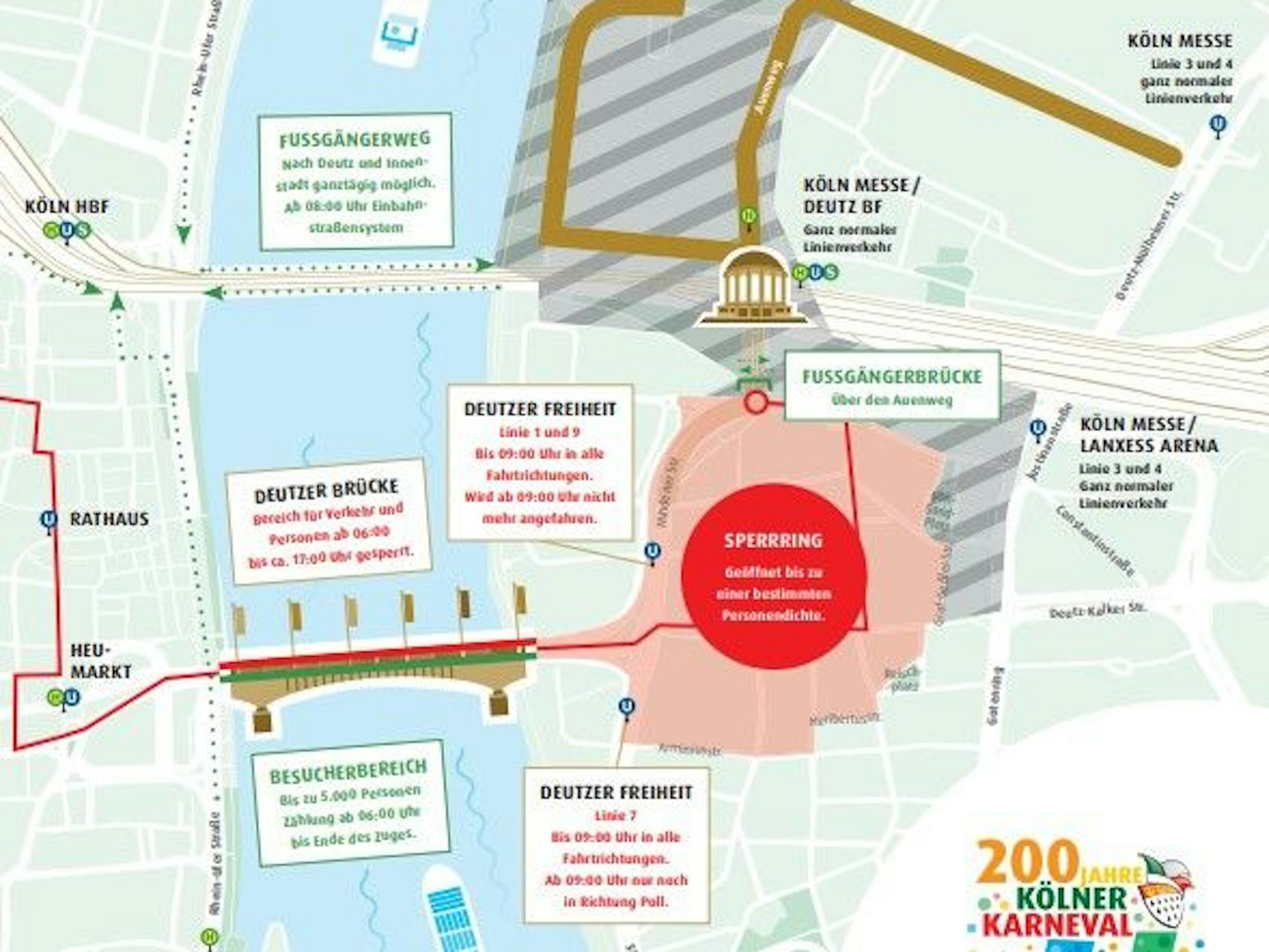 Blick auf die Köln-Karte für den Ablauf am Rosenmontag.