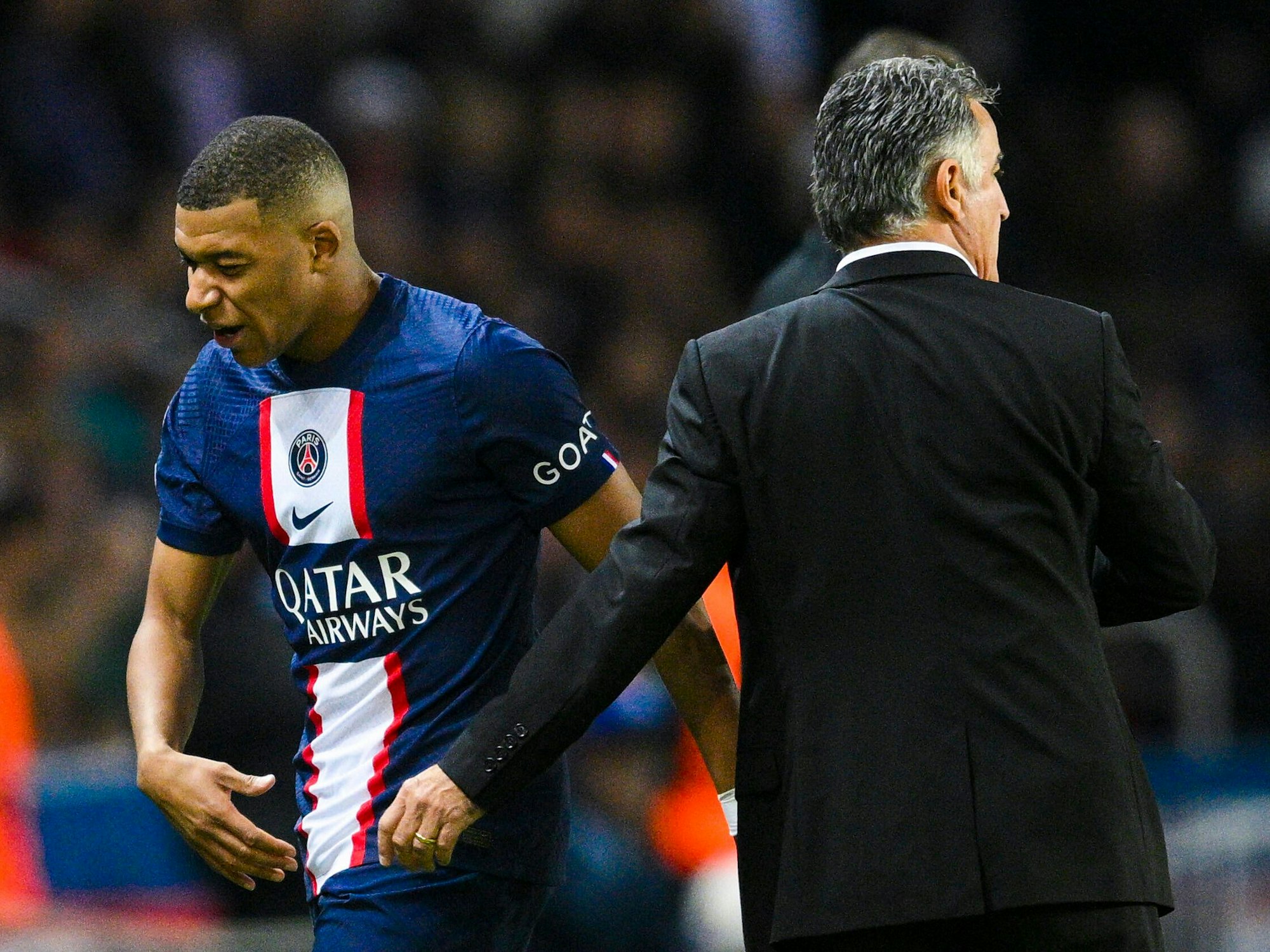 Kylian Mbappe und sein Trainer Christophe Galtier.