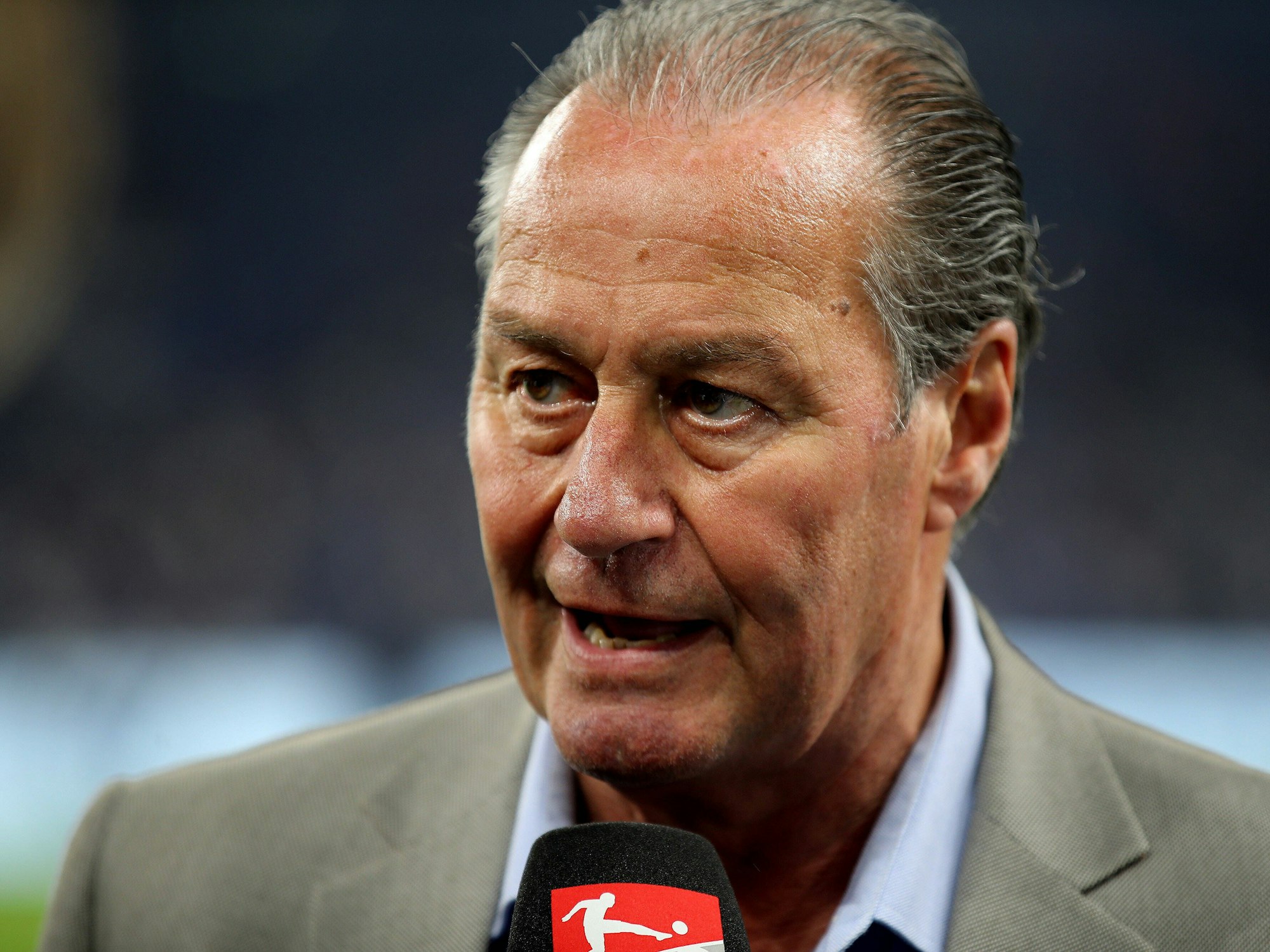 Huub Stevens gibt ein Interview.