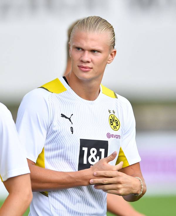 Steffen Tigges und Erling Haaland trainieren bei Borussia Dortmund.