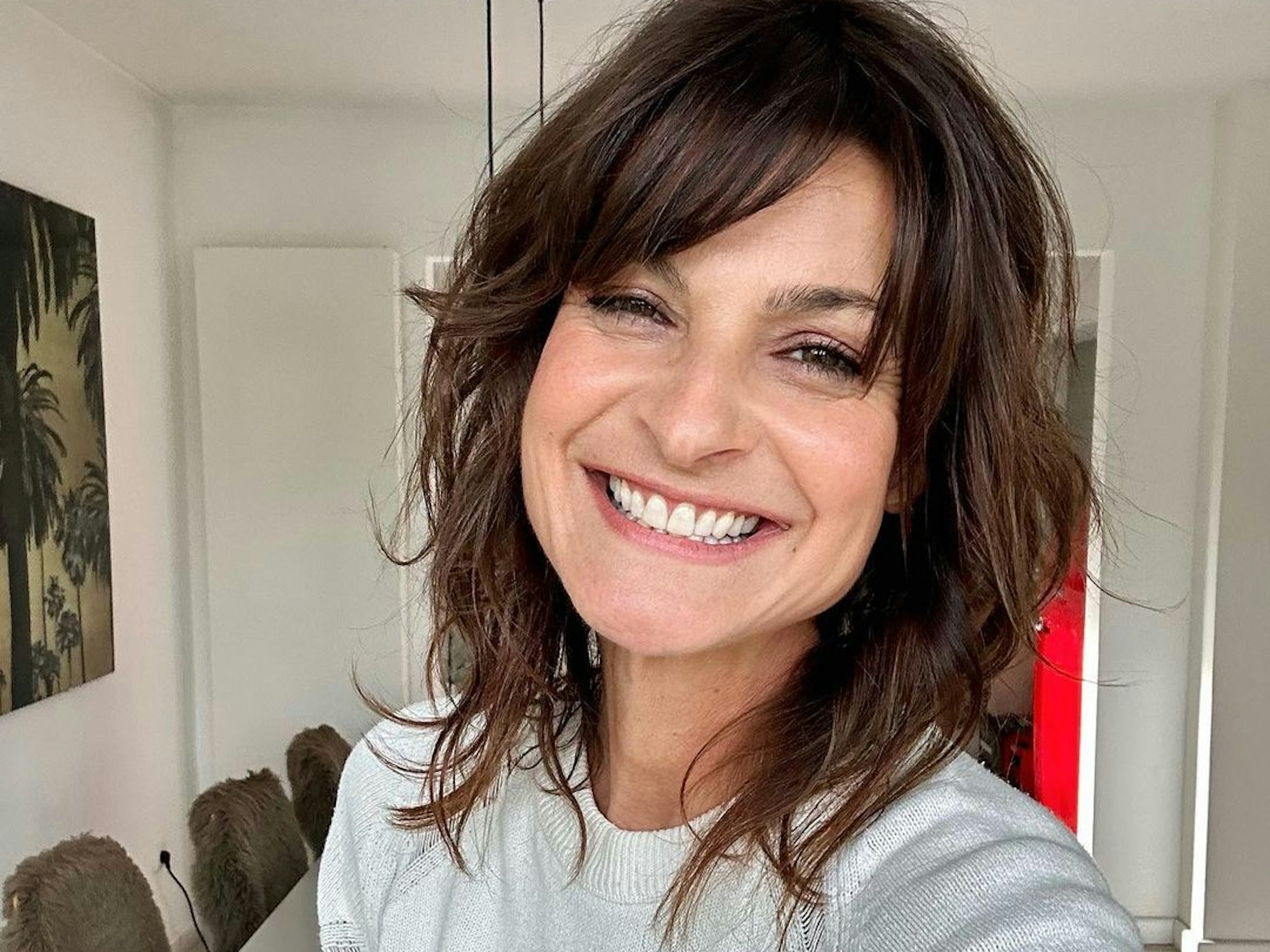 Sat.1-„Frühstücksfernsehen“ Moderatorin Marlene Lufen, hier auf einem Instagram-Selfie im Februar 2023, posiert in High Heels bei eisigen Temperaturen im Schnee.